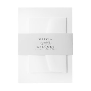 Elegant Calligraphy Modern Light Grey Wedding Uitnodigingen Wikkel