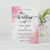 Elegant Calligraphy Modern pink Watercolor Wedding Kaart (Staand voorkant)
