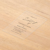 Elegant Calligraphy Modern Wedding Acryl Uitnodigingen (Laagn)