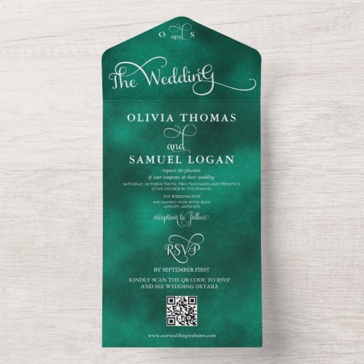 Elegant Calligraphy Modern Wedding All In One Uitnodiging (Binnen)