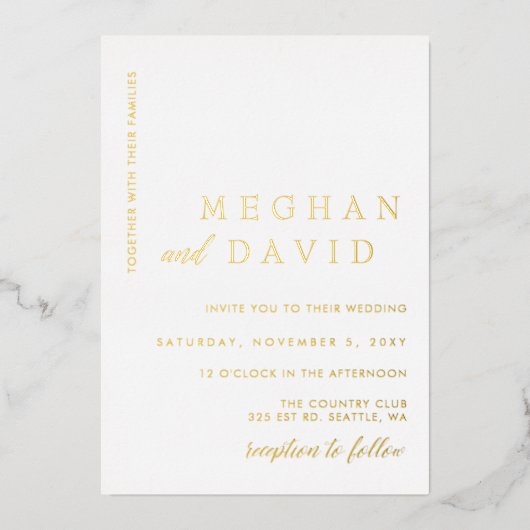 Elegant Calligraphy Modern Wedding Folie Invitatio Uitnodiging (Voorkant)