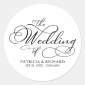 Elegant Calligraphy Modern Wedding Ronde Sticker (Voorkant)