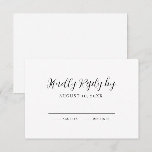 Elegant Calligraphy Modern Wedding RSVP Kaartje (Voorkant / Achterkant)
