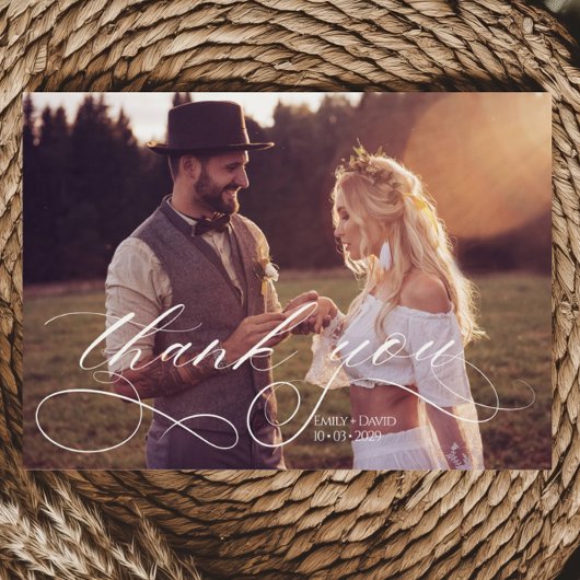 Elegant Calligraphy Modern Wedding Thank You Card Bedankkaart