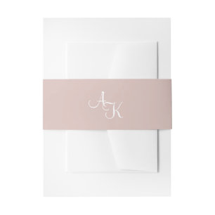 Elegant Calligraphy Monogram Pink Uitnodigingen Wikkel
