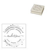 Elegant Calligraphy Monogram Round Return Address Rubberstempel (Gestempeld)