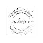 Elegant Calligraphy Monogram Round Return Address Rubberstempel (Afrduk)