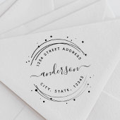 Elegant Calligraphy Monogram Round Return Address Rubberstempel