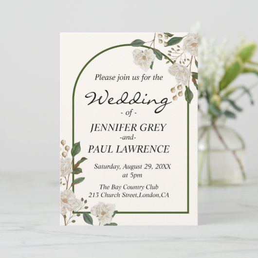 Elegant Calligraphy Monogram Wedding Kaart (Staand voorkant)