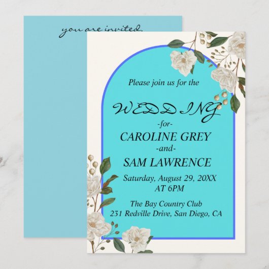 Elegant Calligraphy Monogram Wedding Kaart (Voorkant / Achterkant)