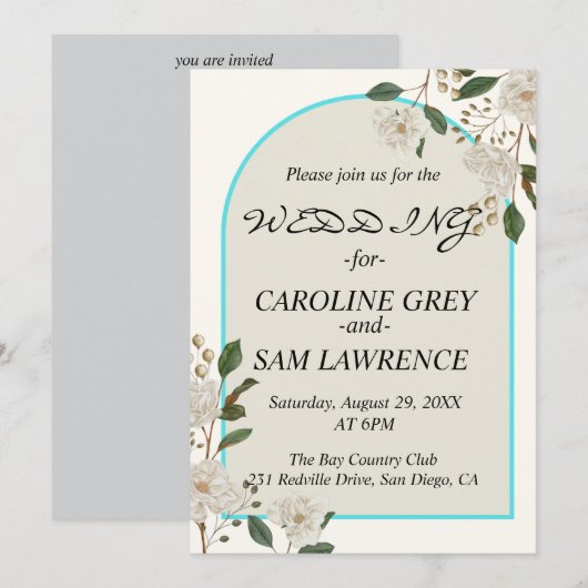 Elegant Calligraphy Monogram Wedding Kaart (Voorkant / Achterkant)