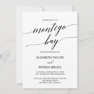 Elegant Calligraphy Montego Bay Wedding Kaart