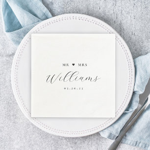 Elegant Calligraphy Mr. en Mrs Wedding Napkins Servet