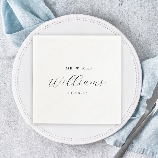 Elegant Calligraphy Mr. en Mrs Wedding Napkins Servet