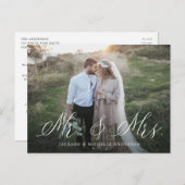 Elegant Calligraphy Mr. & Mrs Wedding Elopement Briefkaart (Voorkant / Achterkant)