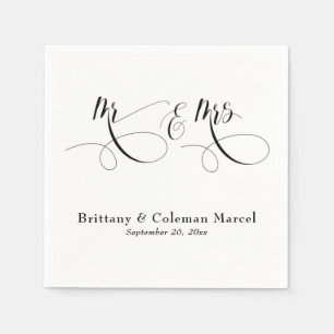 Elegant Calligraphy Mr & Mrs Wedding Napkins Servet