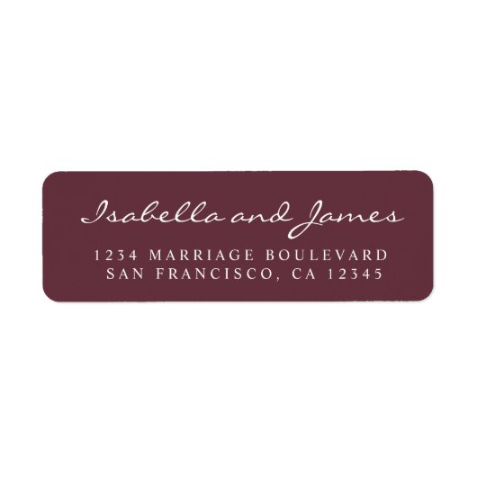 Elegant Calligraphy Names Wedding Return Address Etiket (Voorkant)