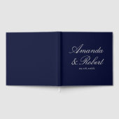 Elegant Calligraphy Navy Blue Wedding Gastenboek (Volledig)