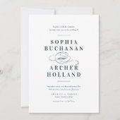 Elegant Calligraphy Navy Blue Wedding Kaart (Voorkant)