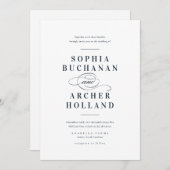 Elegant Calligraphy Navy Blue Wedding Kaart (Voorkant / Achterkant)