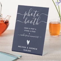 Elegant Calligraphy Navy Blue Wedding Photobooth