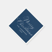 Elegant Calligraphy Navy Merry Christmas Servet (Hoek)