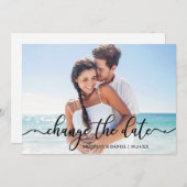 Elegant Calligraphy New Date Change the Date Card Save The Date (Voorkant / Achterkant)