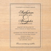 Elegant Calligraphy Old Money Aesthetic Wedding Acryl Uitnodigingen (Voorkant)