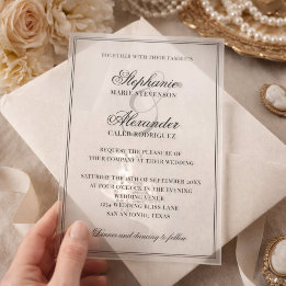 Elegant Calligraphy Old Money Aesthetic Wedding Acryl Uitnodigingen