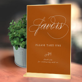 Elegant Calligraphy Oranje Minimal Leaf Favor Sign Poster