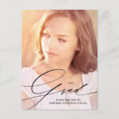 Elegant Calligraphy Overlay Full Photo Afstuderen Briefkaart (Voorkant)