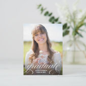 Elegant Calligraphy Overlay Photo Afstuderen Briefkaart (Staand voorkant)