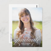 Elegant Calligraphy Overlay Photo Afstuderen Briefkaart (Voorkant / Achterkant)