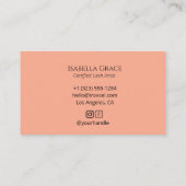 Elegant Calligraphy Peach Lash Artist Visitekaartje (Achterkant)