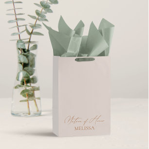 Elegant Calligraphy Pearl Matron of Honor Favors Medium Cadeauzakje