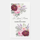 Elegant Calligraphy Peonies Funeral  Servet (Voorkant)