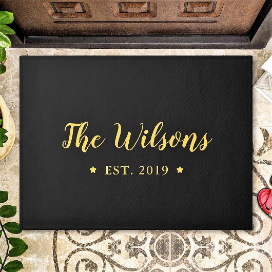 Elegant Calligraphy Personalised Family Name Deurmat