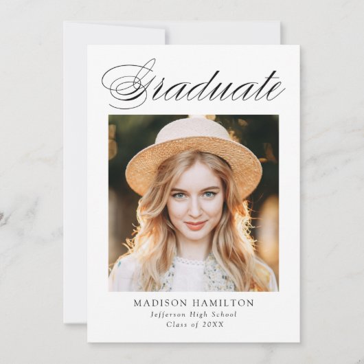 Elegant Calligraphy Photo Afstuderen Aankondiging (Voorkant)