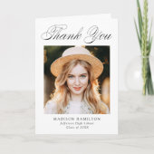 Elegant Calligraphy Photo Afstuderen Bedankkaart (Voorkant)