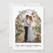 Elegant, Calligraphy Photo Arch 1st Anniversary  Kaart (Voorkant)