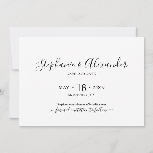 Elegant Calligraphy Photo Collage Save the Date (Achterkant)