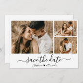 Elegant Calligraphy Photo Collage Save the Date (Voorkant / Achterkant)