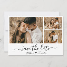 Elegant Calligraphy Photo Collage Save the Date