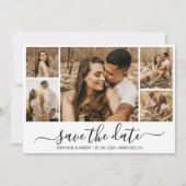 Elegant Calligraphy Photo Collage Save the Date (Voorkant)