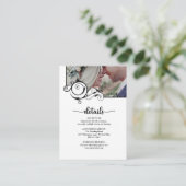Elegant Calligraphy Photo Details Wedding Informatiekaartje (Staand voorkant)