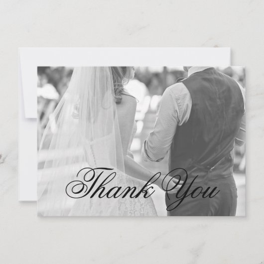Elegant Calligraphy Photo Formal Wedding Bedankkaart (Voorkant)