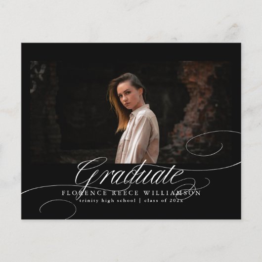 Elegant Calligraphy Photo High School Afstuderen A (Voorkant)