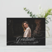 Elegant Calligraphy Photo High School Afstuderen Aankondiging (Staand voorkant)