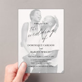 Elegant Calligraphy Photo Modern Wedding Acryl Uitnodigingen (Insitu (Draagbaar))