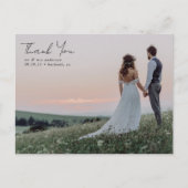 Elegant Calligraphy Photo Weddenschap Bedankt Briefkaart (Voorkant)